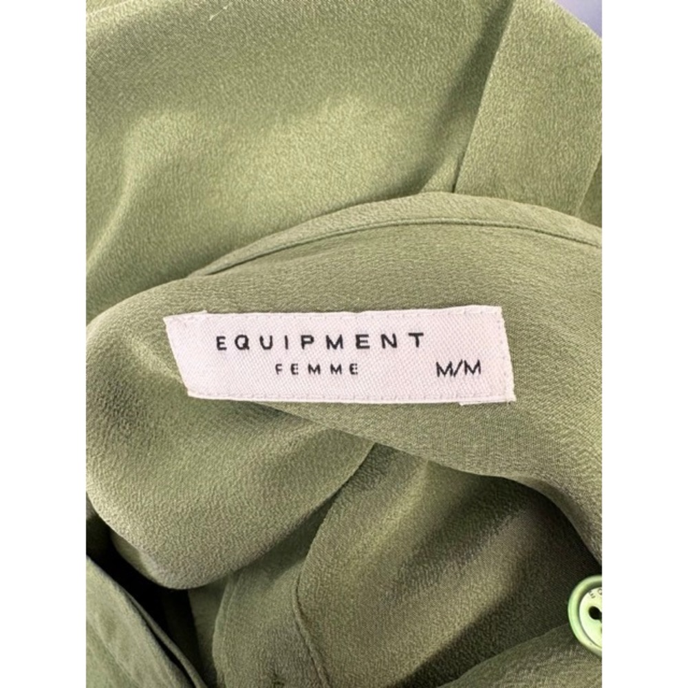 Equipment Femme Green 100% Silk Collarless Button Down Blouse Medium Q23-E368 - Picture 5 of 6